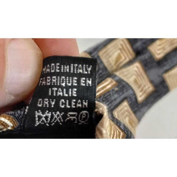 Betini Men's Necktie 58" L x 4" W Made in Italy 100% Silk Charcoal Grey & Brown - Picture 7 of 7